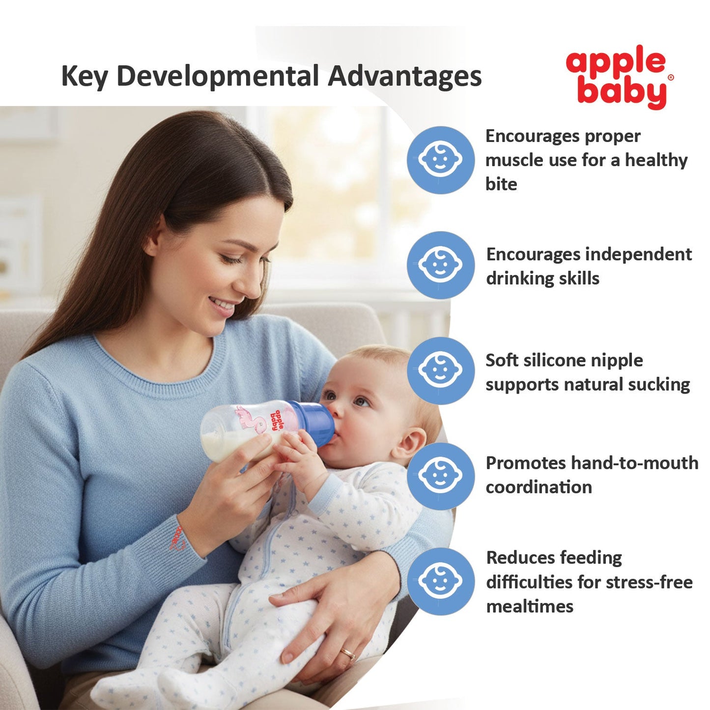 APPLE BABY FEEDING BOOTS BOTTLE WITH SPOUT 4OZ (125ML) 01A67 (Pack of 3)
