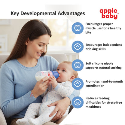 APPLE BABY FEEDING BOOTS BOTTLE WITH SPOUT 4OZ (125ML) 01A67 (Pack of 3)