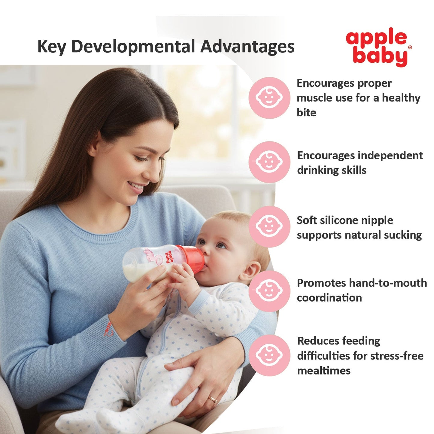 APPLE BABY FEEDING BOOTS BOTTLE WITH SPOUT 4OZ (125ML) 01A67 (Pack of 3)