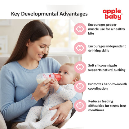 APPLE BABY FEEDING BOOTS BOTTLE WITH SPOUT 4OZ (125ML) 01A67 (Pack of 3)