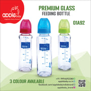 01A92_APPLE BABY PREMIUM GLASS  FEEDING BOTTLE 8oz / 250 ML