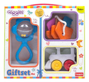 Giggles - Gift Set Mini , Multicolour Baby Toy Gift Set for New Born , Rattle,Teether,Vehicle , 6 Months & Above , Infant Toys