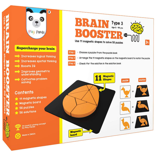 BRAIN BOOSTER USE 11 MAGNETIC SHAPE TO SOLVE 56 PUZZLES