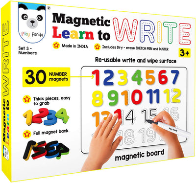 MON N MOL TOY Magnetic Learn to Write Numbers - includes Write and Wipe Magnetic Board, 30 Number Magnets, Dry Erase Sketch Pen and Duster  (Multicolor)