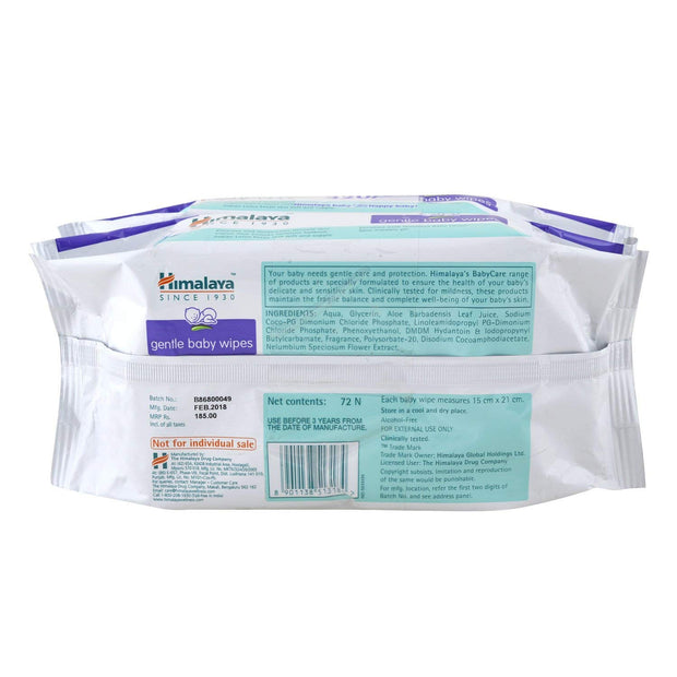 Himalaya Gentle Baby Wipes - 72 Pieces (Pack of 2) & Himalaya Gentle Baby Wipes, 72 Wipes