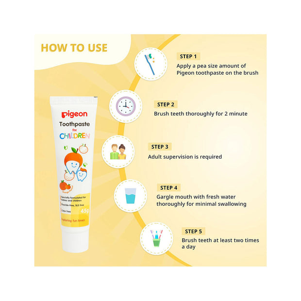 Pigeon Children Toothpaste Orange Flavor 45 gm (Color May Vary)