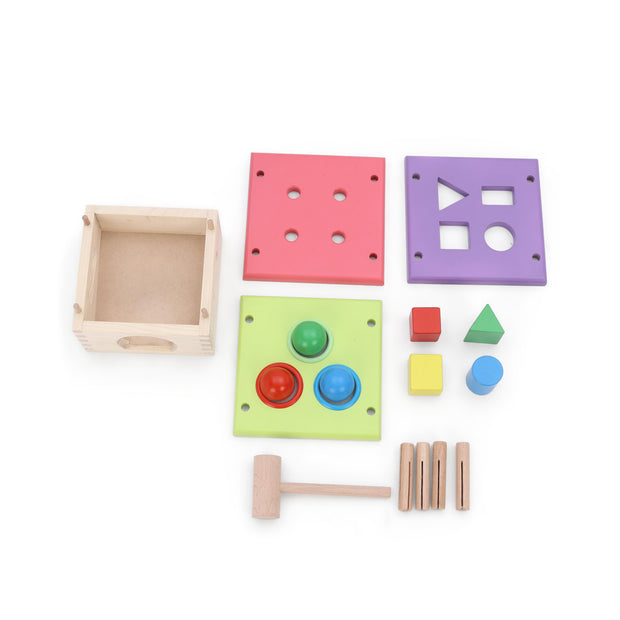 Hilifie 3-In-1 Funky Shapes Educational Hammering Bench Pack of 16- Multicolor