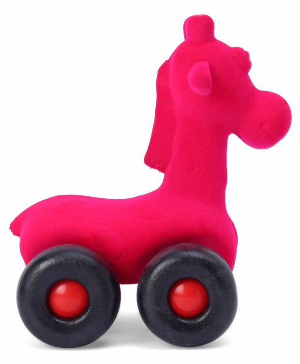 Rubbabu Pull Along Giraffe Toy - Dark Pink